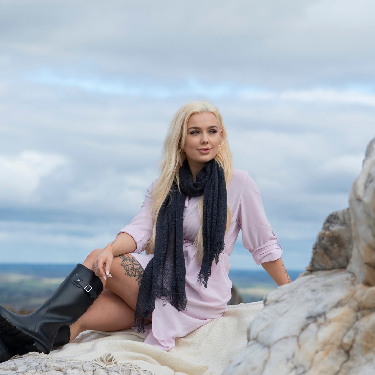 Merino Wool Scarf - Open Weave