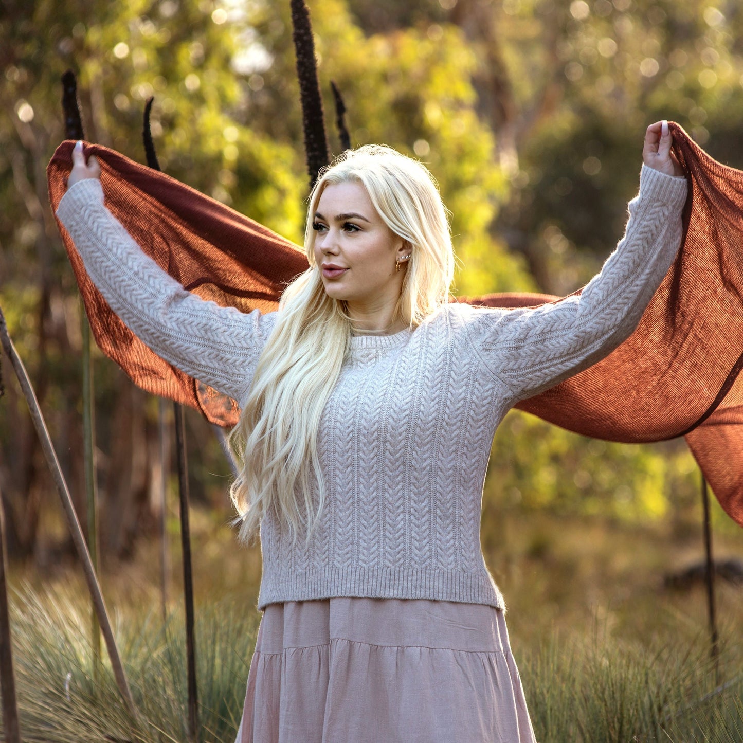 Red Shawl In Nature